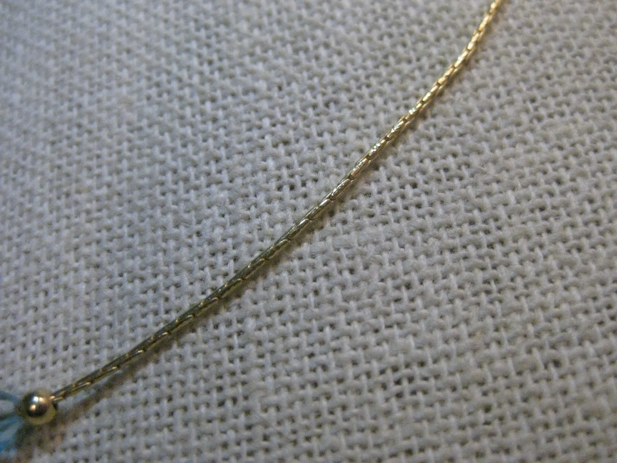 14kt Solid Gold Tassel Necklace, 16", signed F with Swarovski Crystals, 3.80 dwd