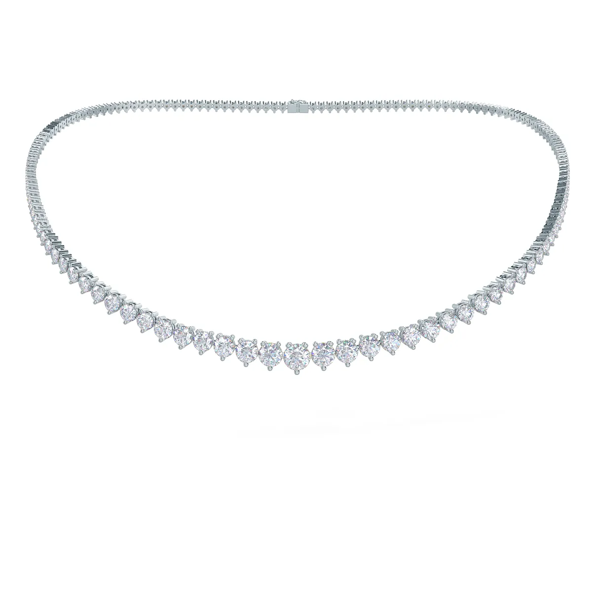 16 Inch, Three Prong Diamond Tennis Necklace
