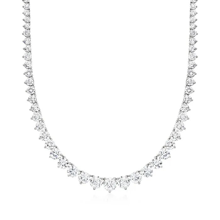 16 Inch, Three Prong Diamond Tennis Necklace
