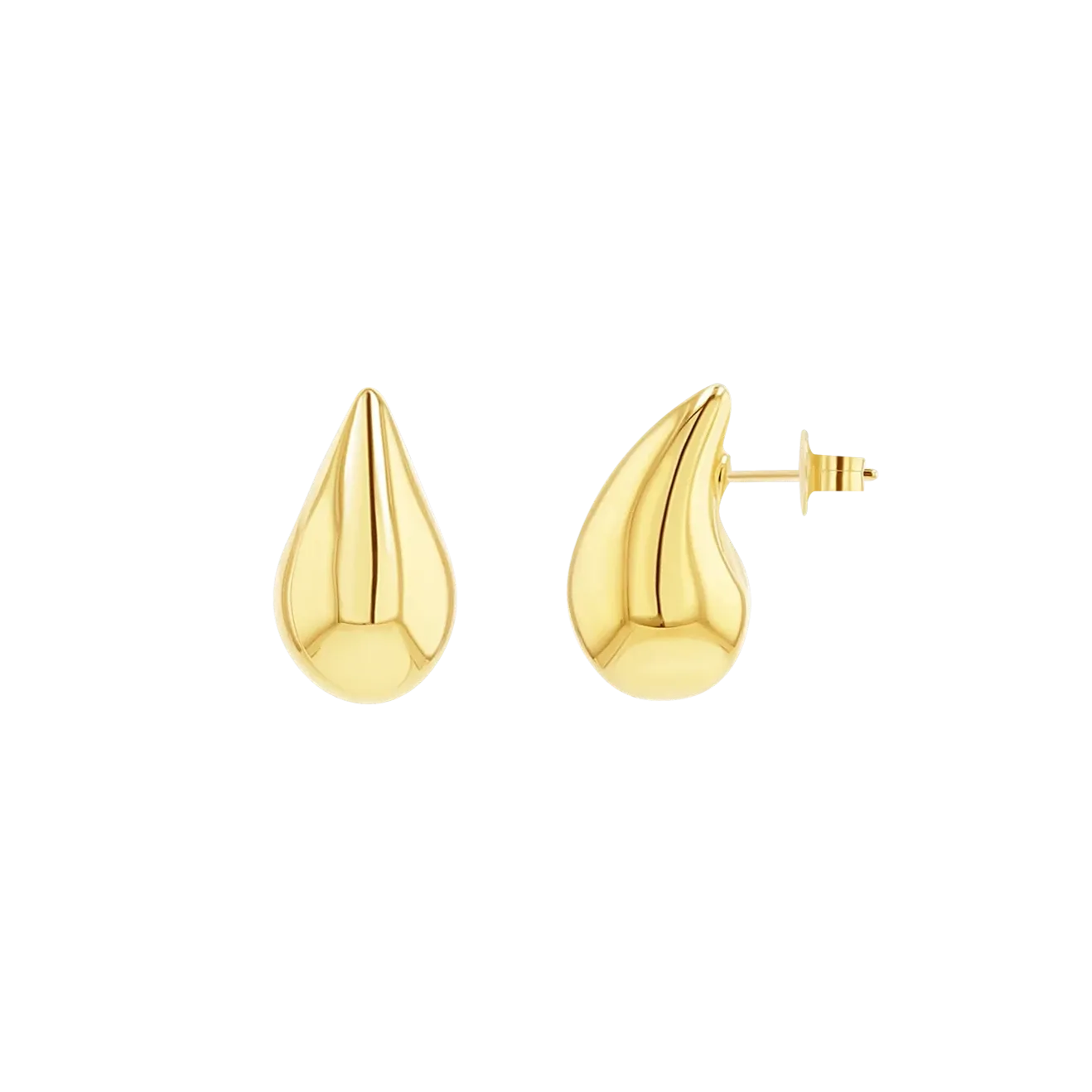 18KT Yellow Gold Large Teardrop Stud Earrings