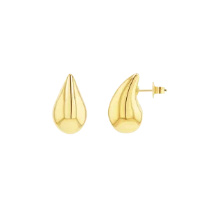 18KT Yellow Gold Large Teardrop Stud Earrings