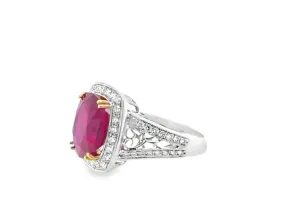 7CT Oval Cut Ruby Ring