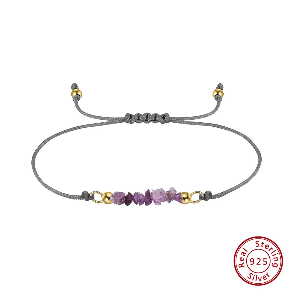 925 Sterling Silver Natural Gemstones Bracelet for Women