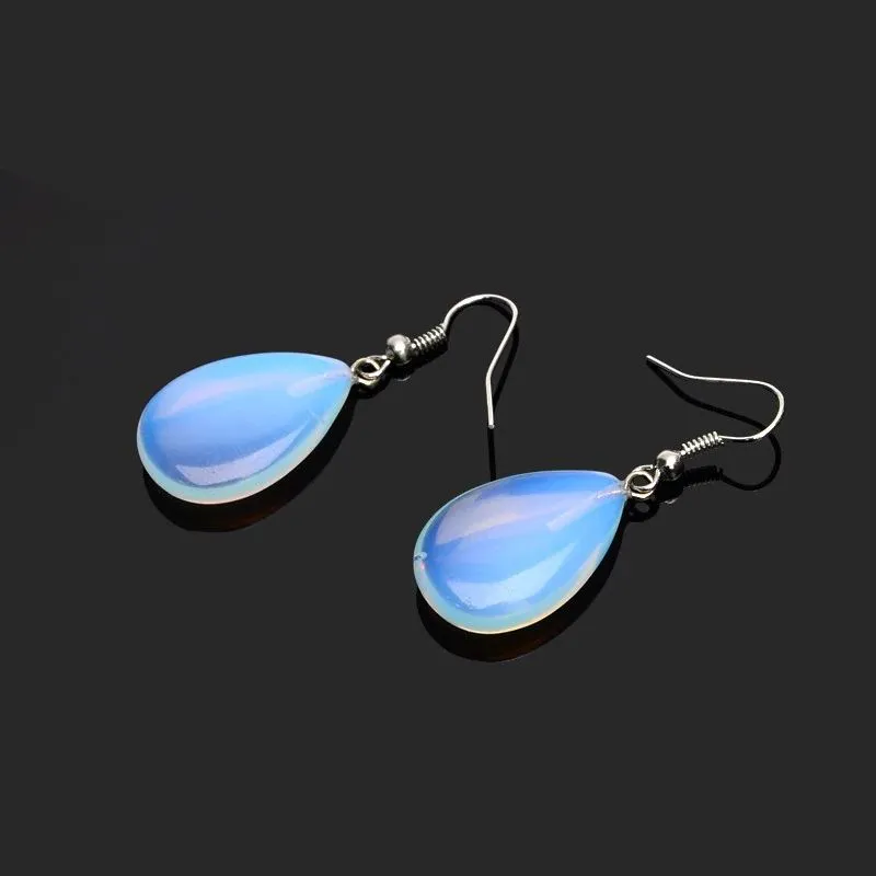 .925 Sterling Silver Opalite Teardrop Earrings
