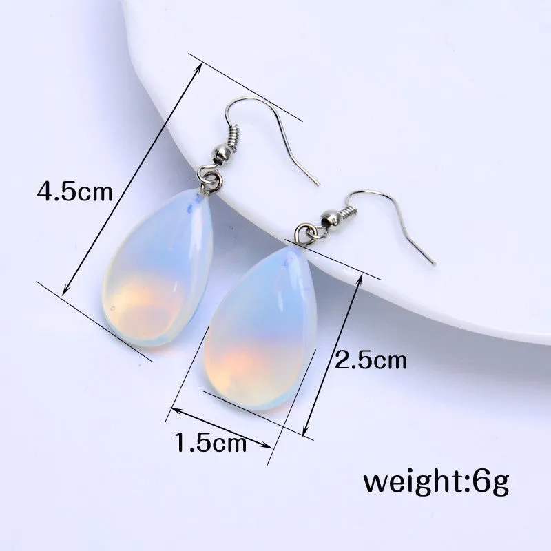 .925 Sterling Silver Opalite Teardrop Earrings