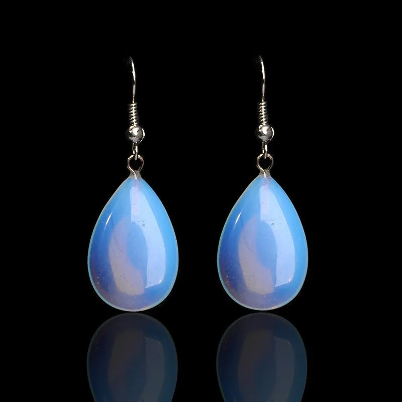 .925 Sterling Silver Opalite Teardrop Earrings
