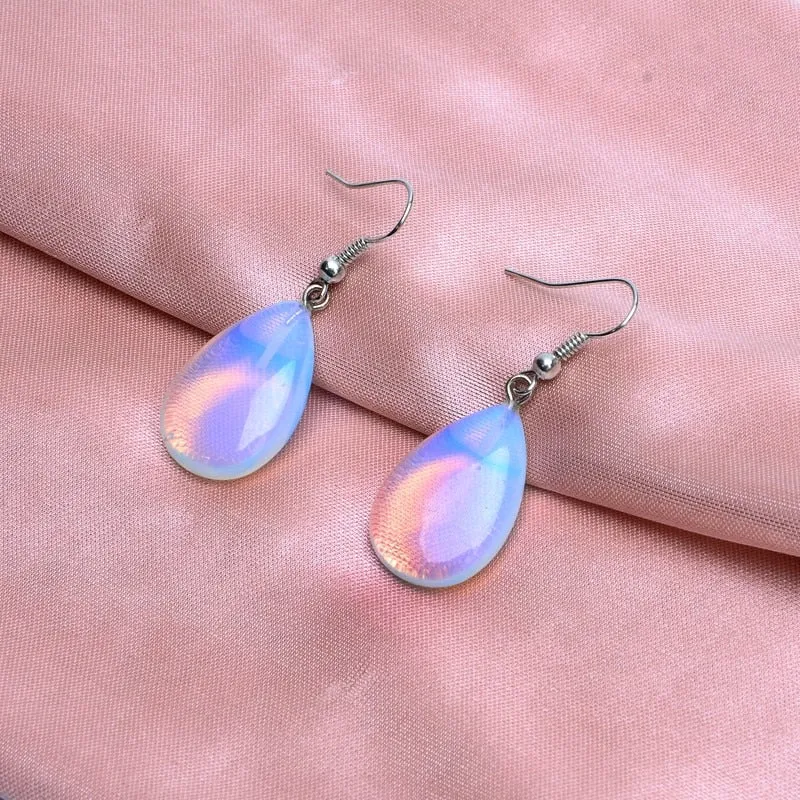 .925 Sterling Silver Opalite Teardrop Earrings