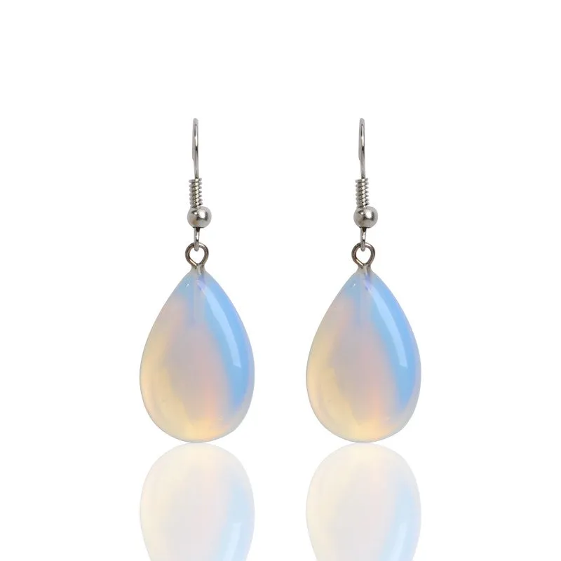 .925 Sterling Silver Opalite Teardrop Earrings
