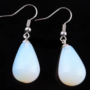 .925 Sterling Silver Opalite Teardrop Earrings