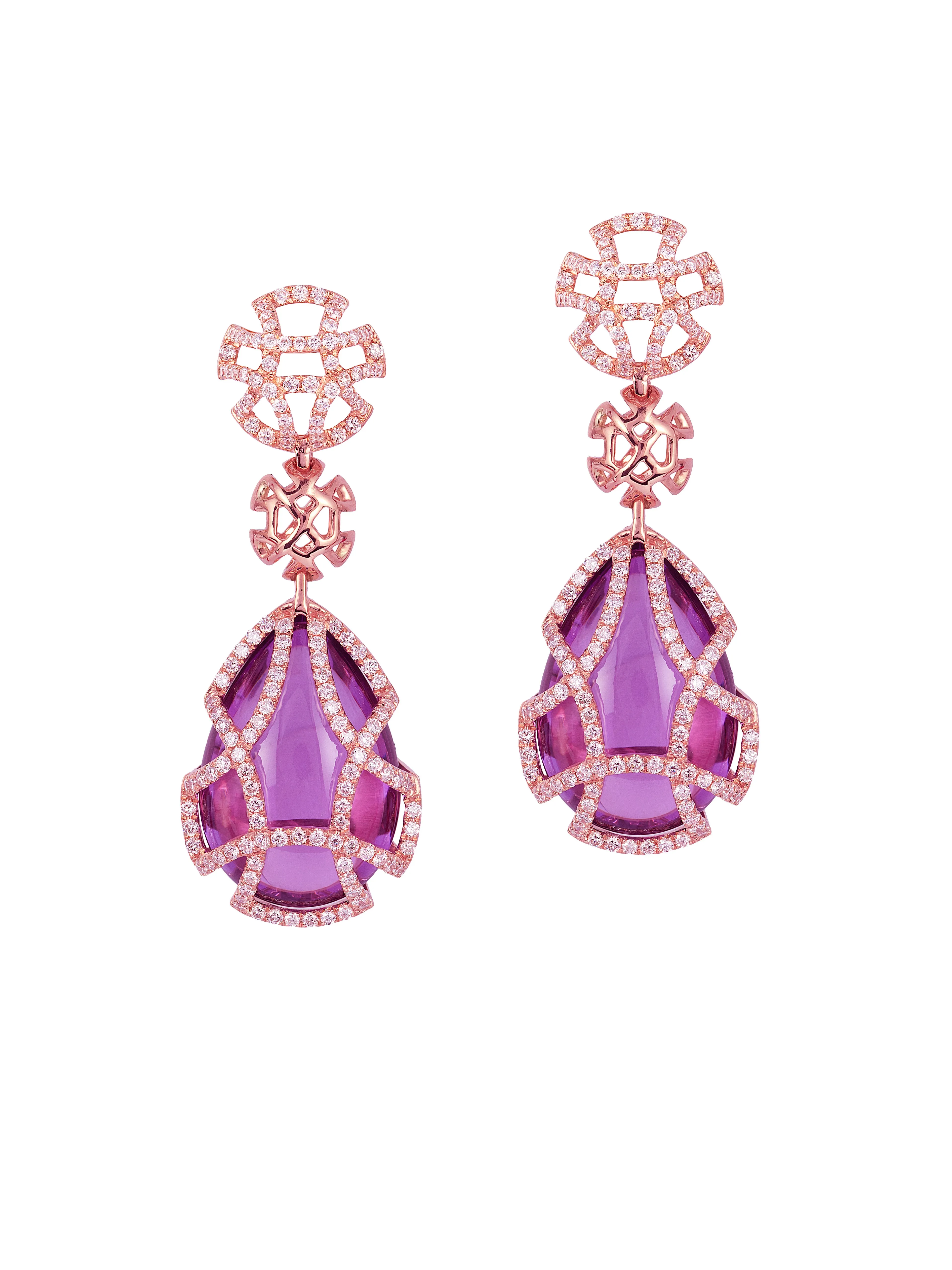 Amethyst Teardrop Cage Earrings