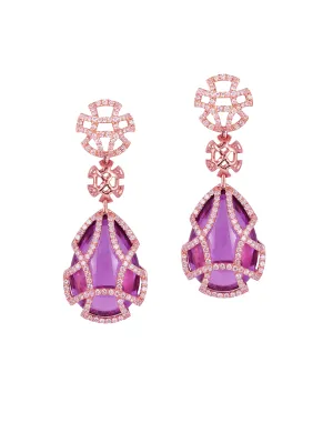 Amethyst Teardrop Cage Earrings