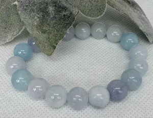 Aquamarine 10mm stretch beaded bracelet. Gift for him, gift for her. Courage, Clarity, Peace.