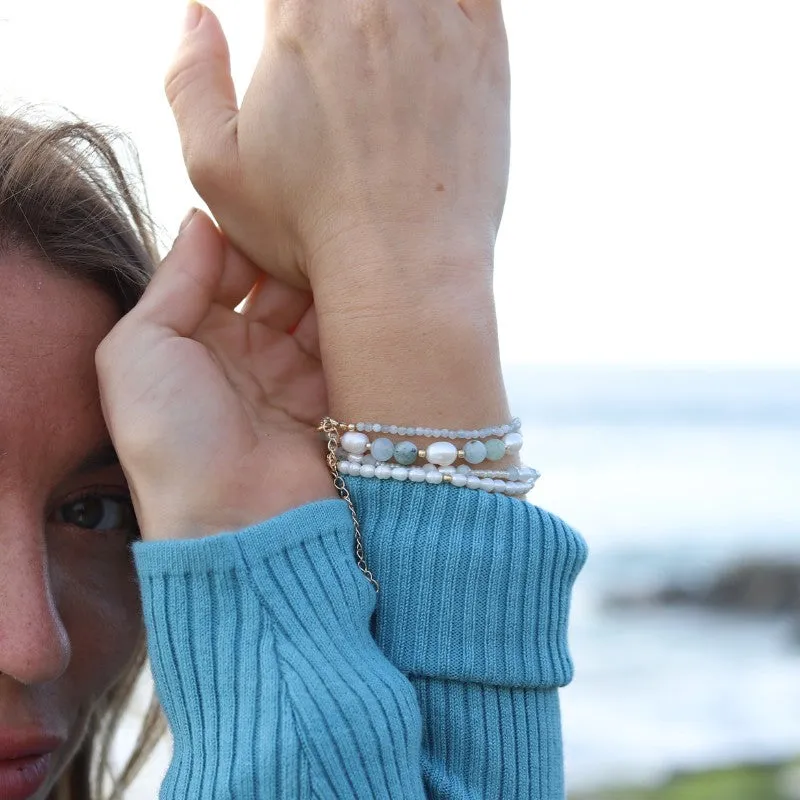 Aquamarine and Pearl Bracelet
