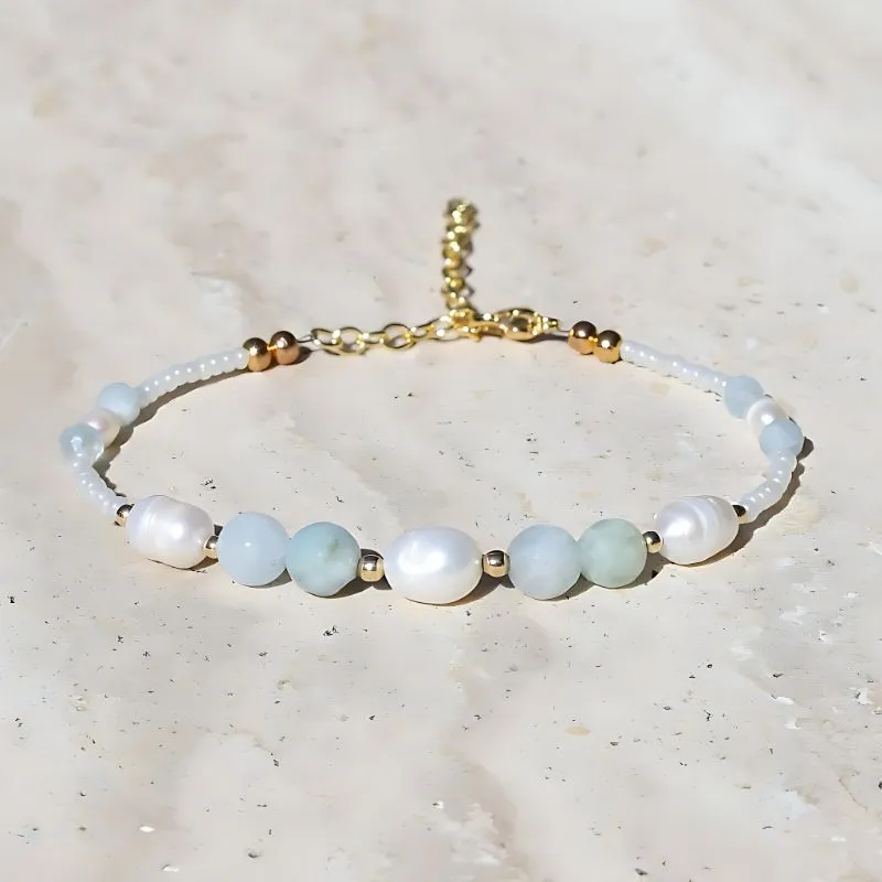 Aquamarine and Pearl Bracelet