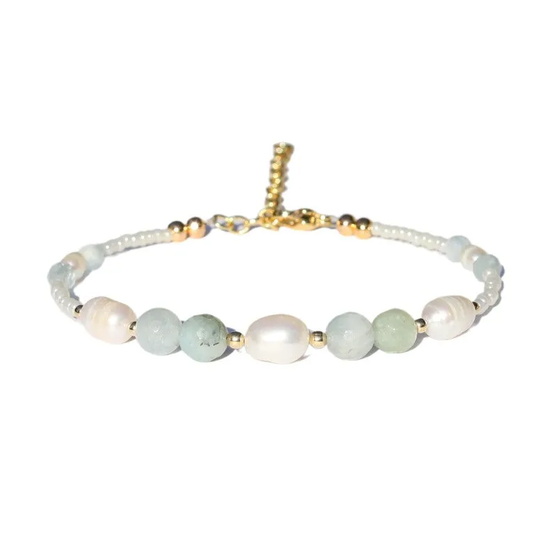 Aquamarine and Pearl Bracelet