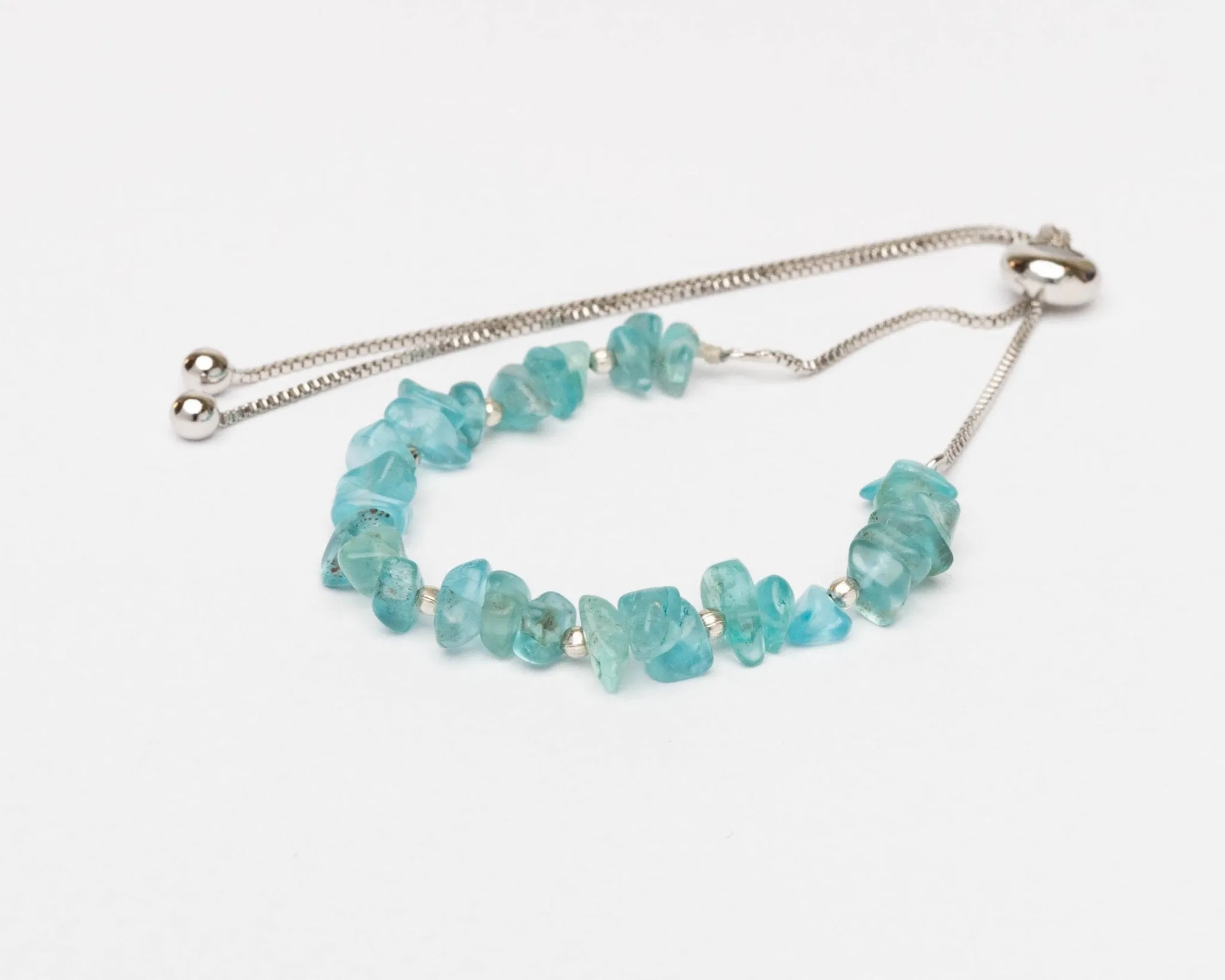 Aquamarine Chips With Silver Chain