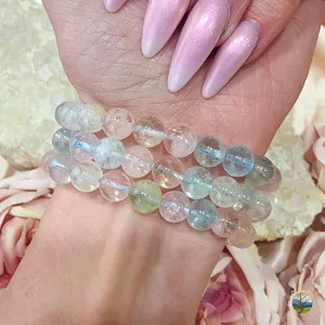Aquamarine, Morganite & Heliodor Beryl Mix Bracelet (AAA Grade) for Peaceful Communication and Love