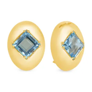 Aquamarine Oval Studs