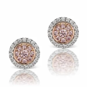 Argyle Pink Diamond Double Halo Studs
