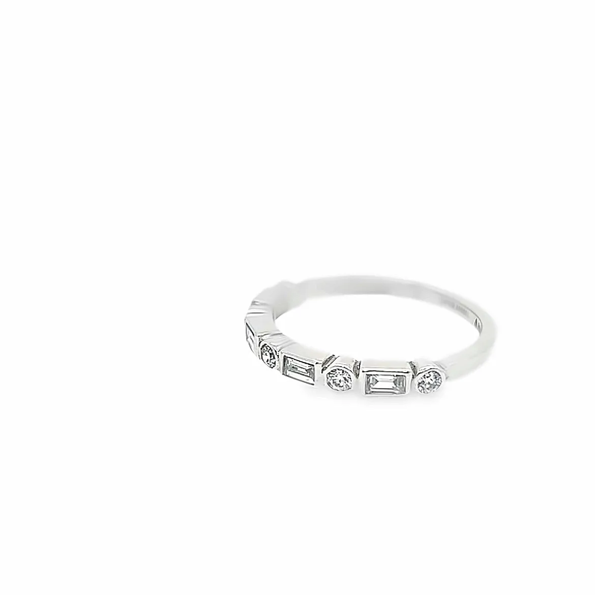 Baguette and Round Diamond Stacking band