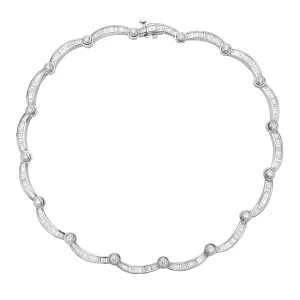 Baguette and White Diamond Necklace