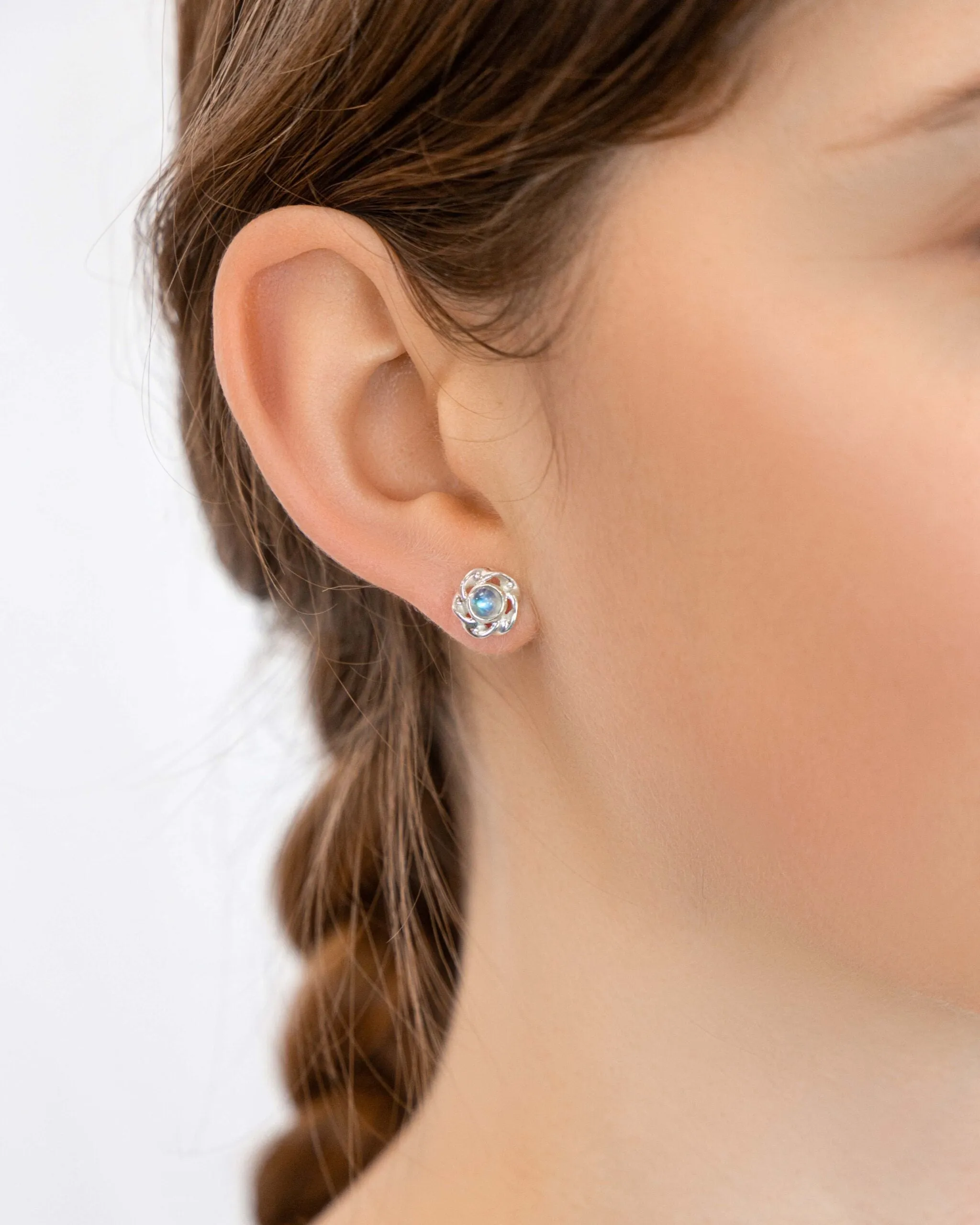 Banyan Floral Symmetry Moonstone Studs