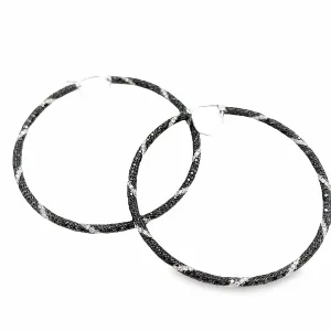 Black and White Diamond Hoop Earrings