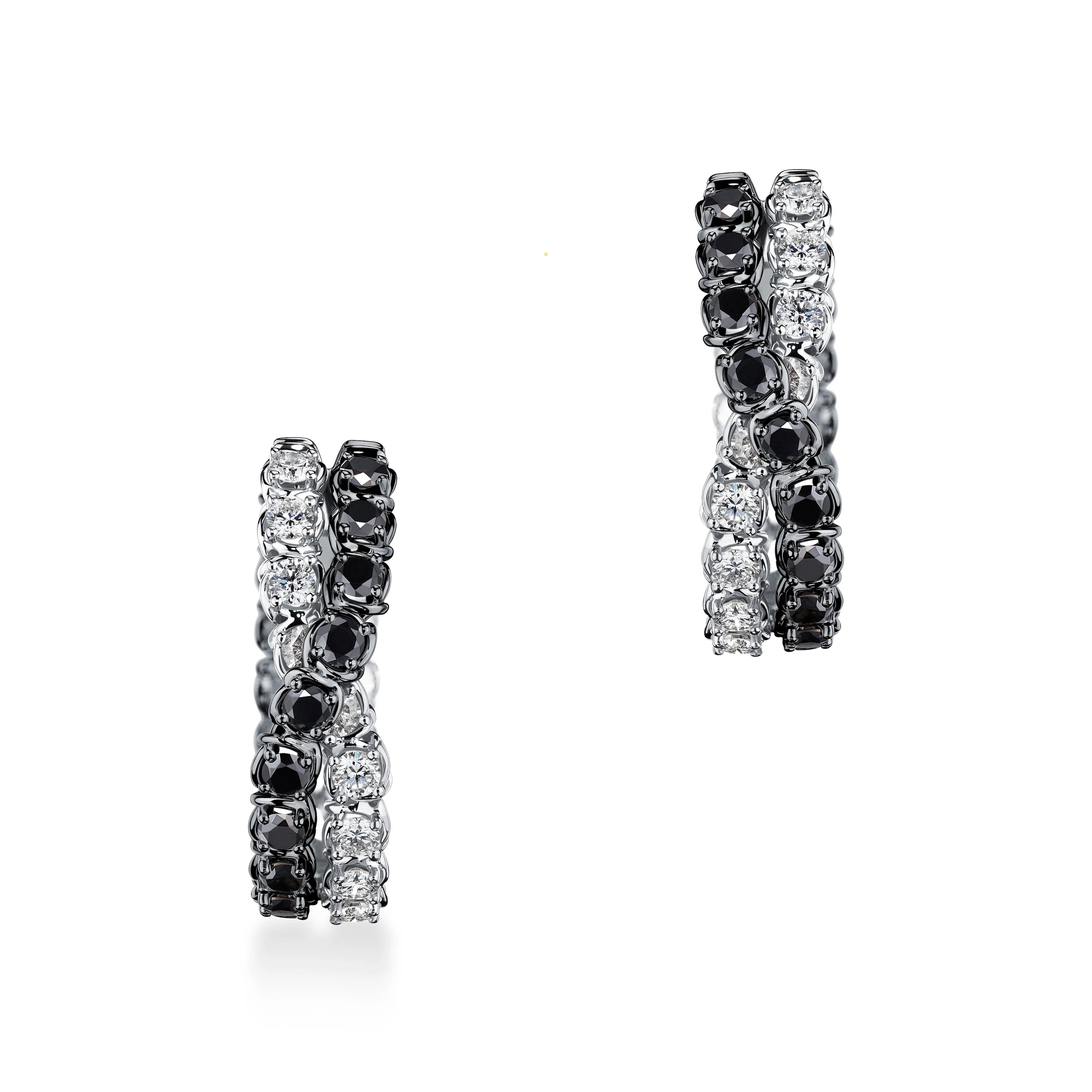 Black and White Diamond Twist Hoops