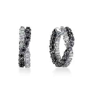 Black and White Diamond Twist Hoops