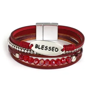 'Blessed' Charm Cuff Bracelet - red 'Blessed' Charm Cuff Bracelet - red