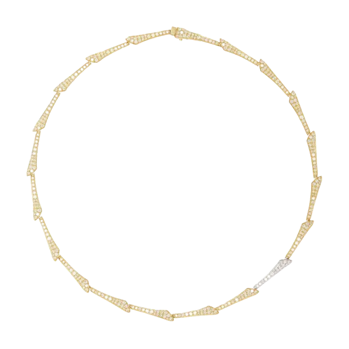 Branch Link Diamond Necklace in Yellow Gold