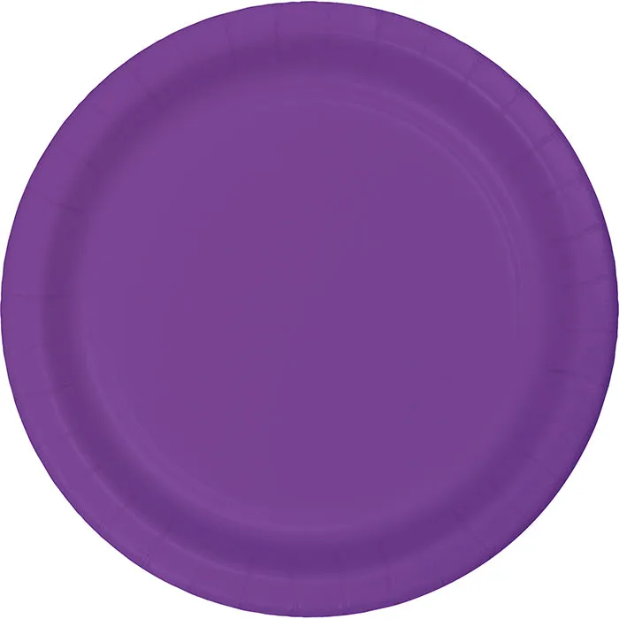 Bulk Amethyst Purple Paper 6.75 inch Dessert Plates (240 per Case)