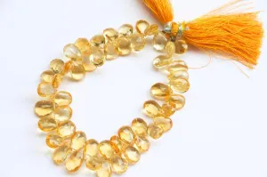 Citrine Pear Briolette Faceted Beads| 9X13mm | 51 Pieces Full Strand | 8 Inch | Citrine faceted pear briolette | Matching Pairs for Jewelry