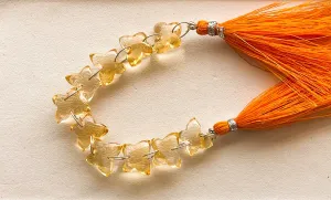 Citrine Smooth Butterfly Shape Double Drill Beads, Rare Gemstone Design for Jewelry Making, 10x12mm, 10 Pieces String