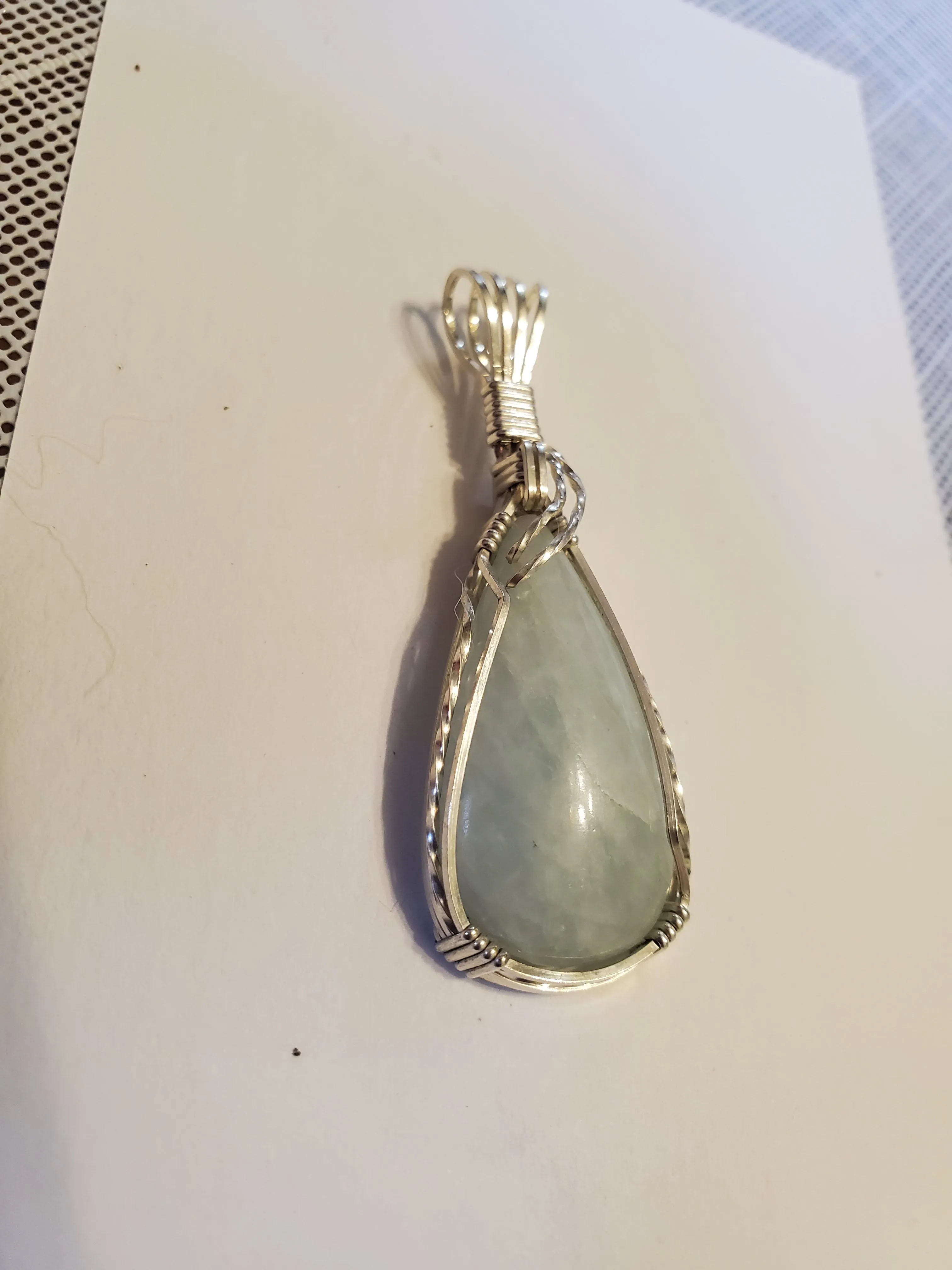 Custom Wire Wrapped Aquamarine Necklace/Pendant Sterling Silver
