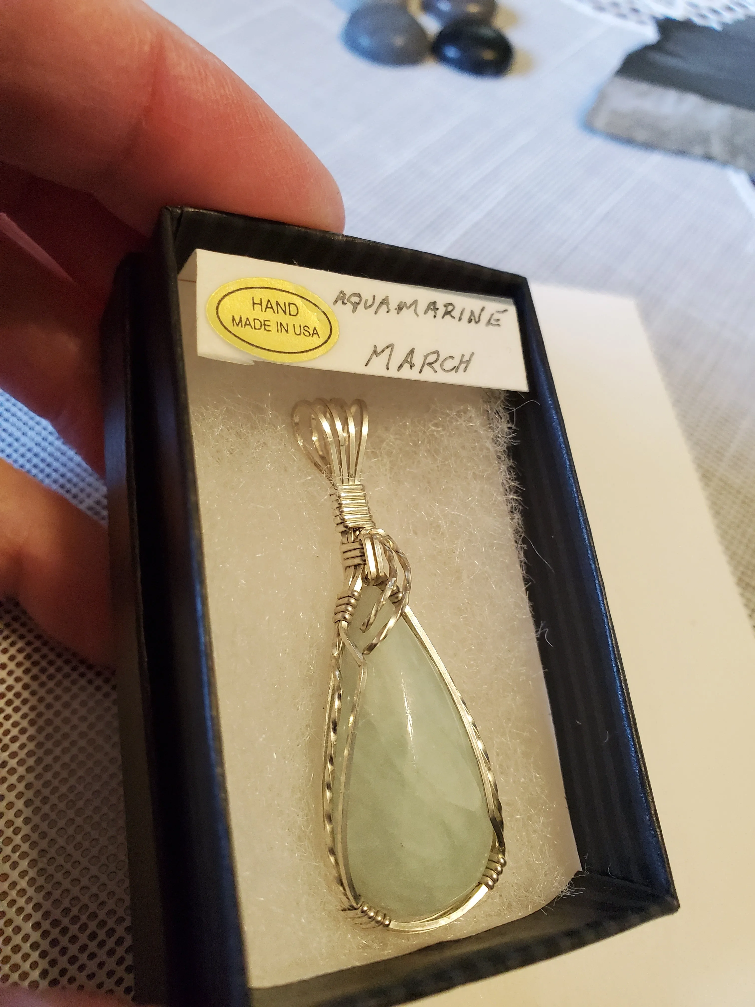 Custom Wire Wrapped Aquamarine Necklace/Pendant Sterling Silver