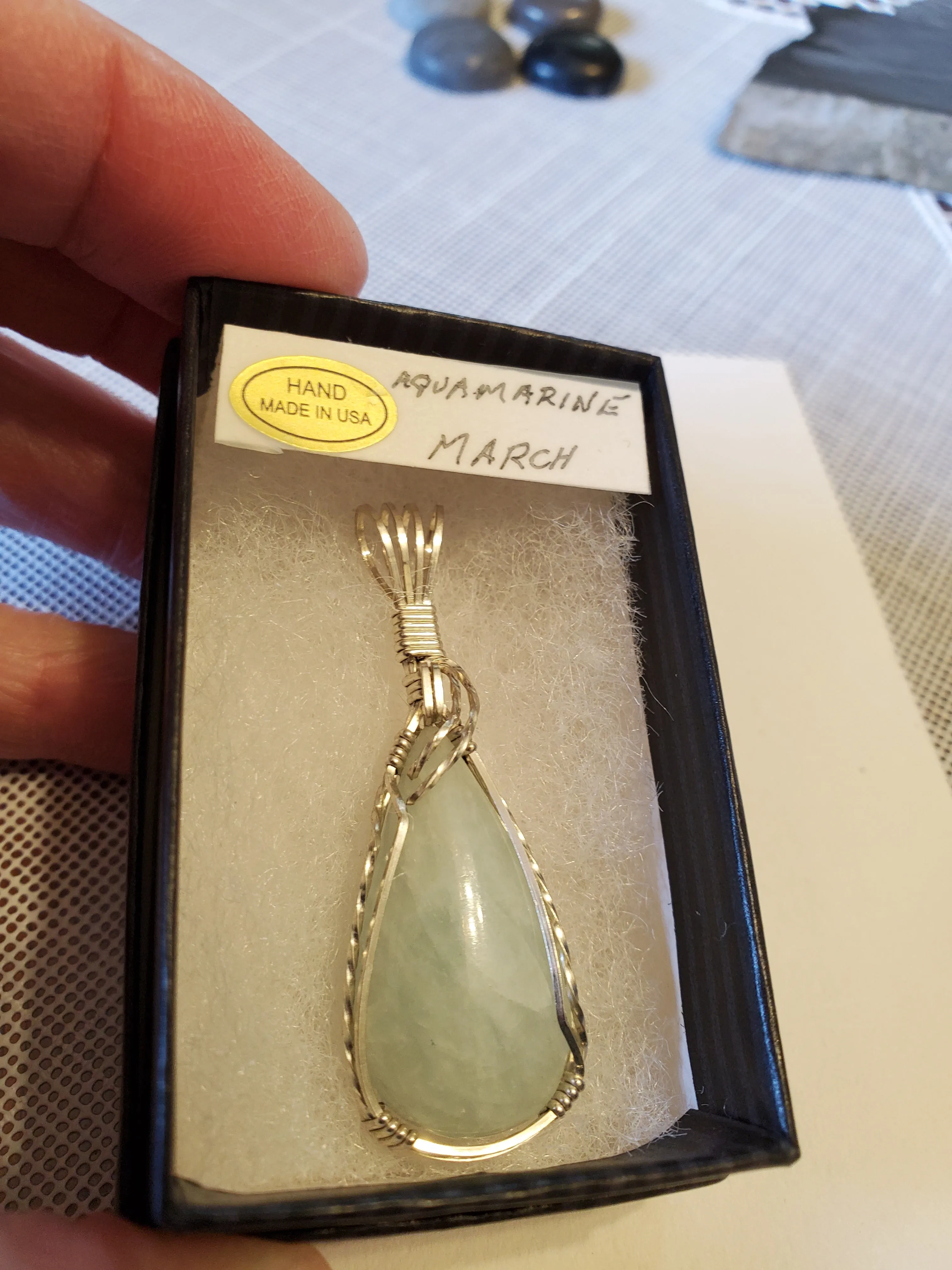 Custom Wire Wrapped Aquamarine Necklace/Pendant Sterling Silver