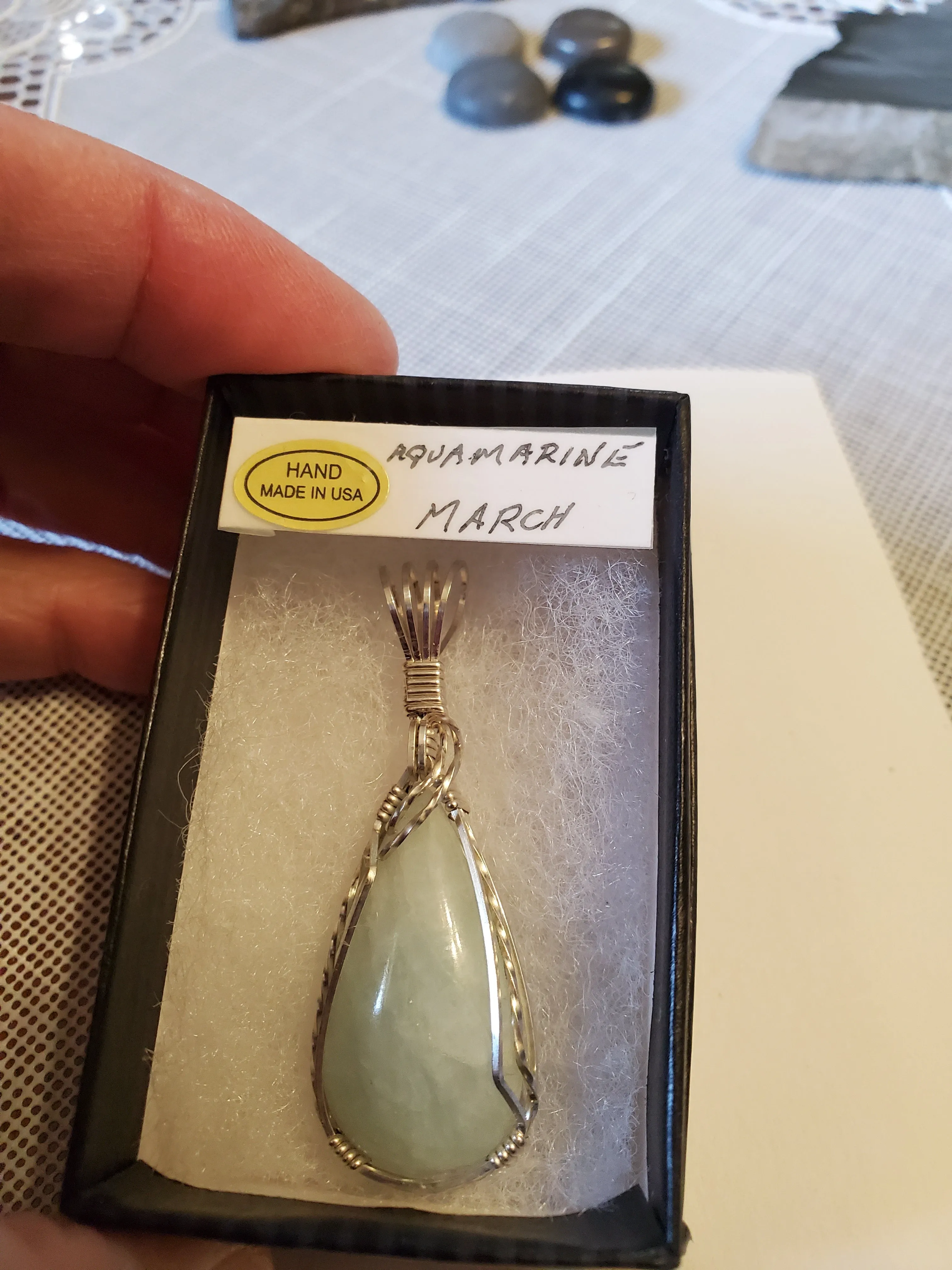 Custom Wire Wrapped Aquamarine Necklace/Pendant Sterling Silver