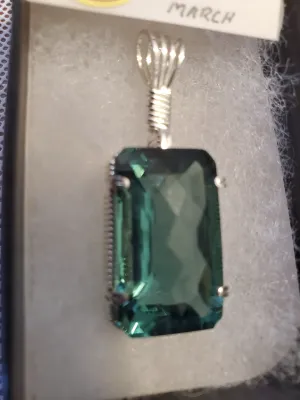 Custom Wire Wrapped Faceted Aquamarine Necklace/Pendant Sterling Silver