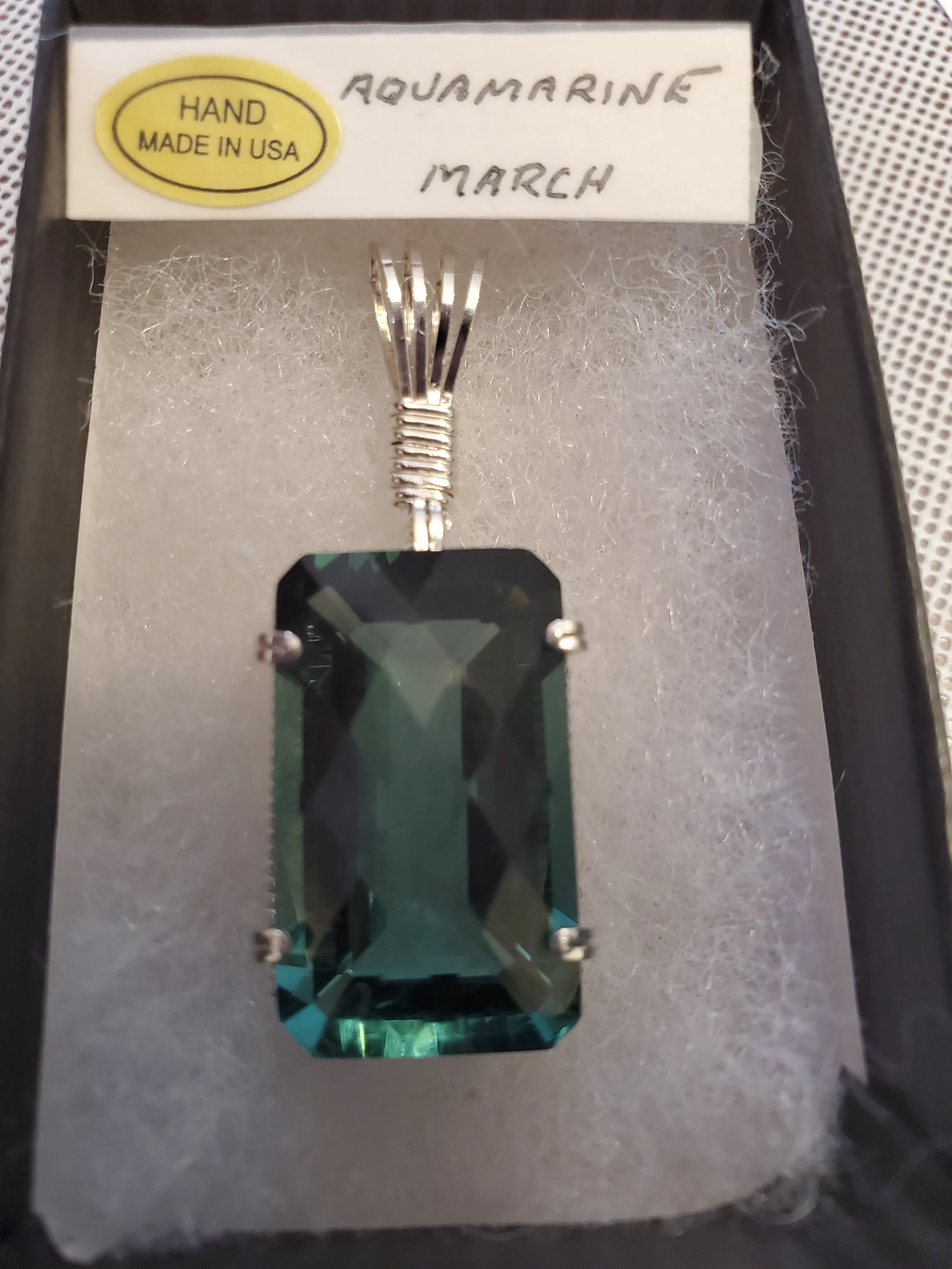 Custom Wire Wrapped Faceted Aquamarine Necklace/Pendant Sterling Silver