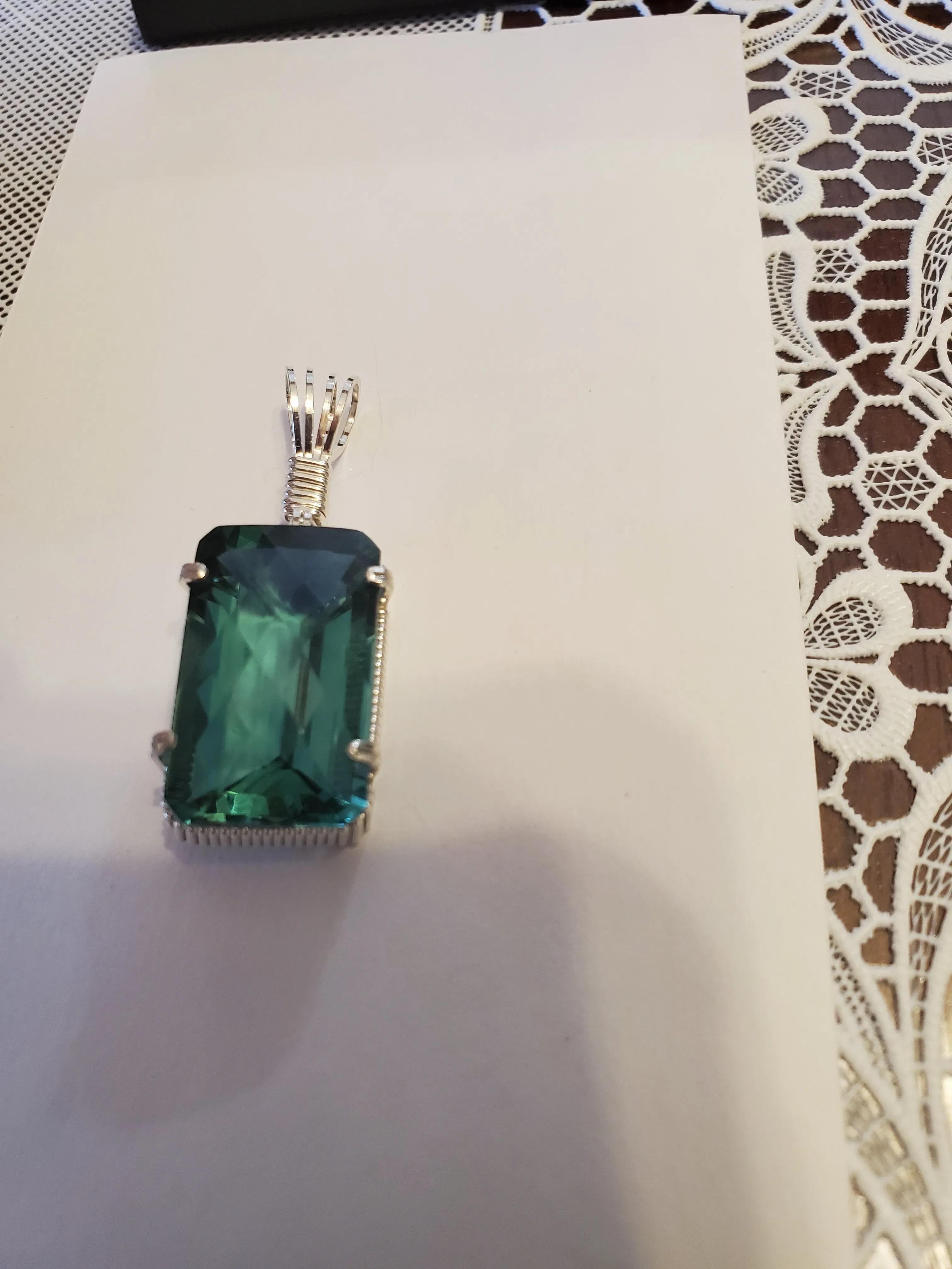 Custom Wire Wrapped Faceted Aquamarine Necklace/Pendant Sterling Silver