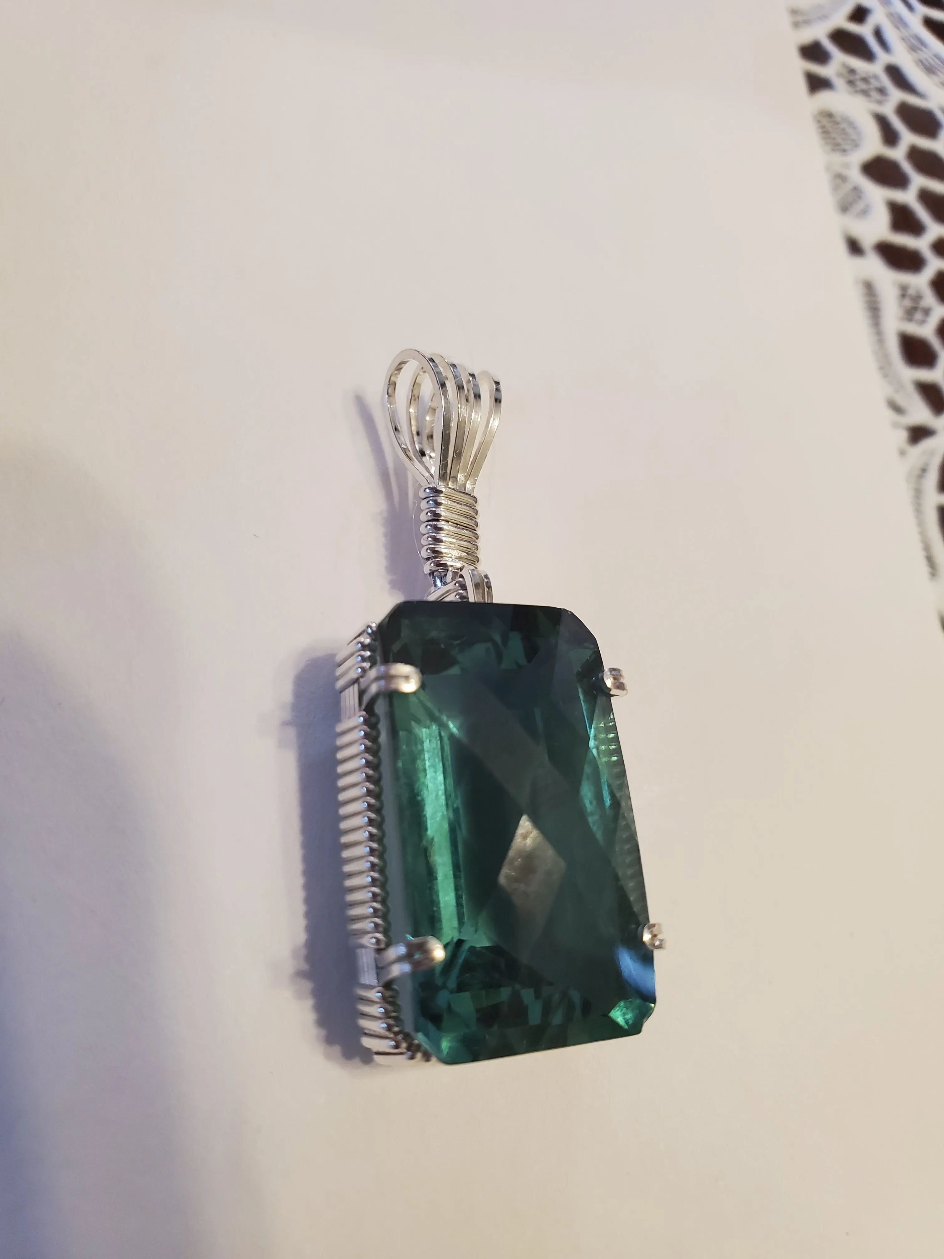 Custom Wire Wrapped Faceted Aquamarine Necklace/Pendant Sterling Silver