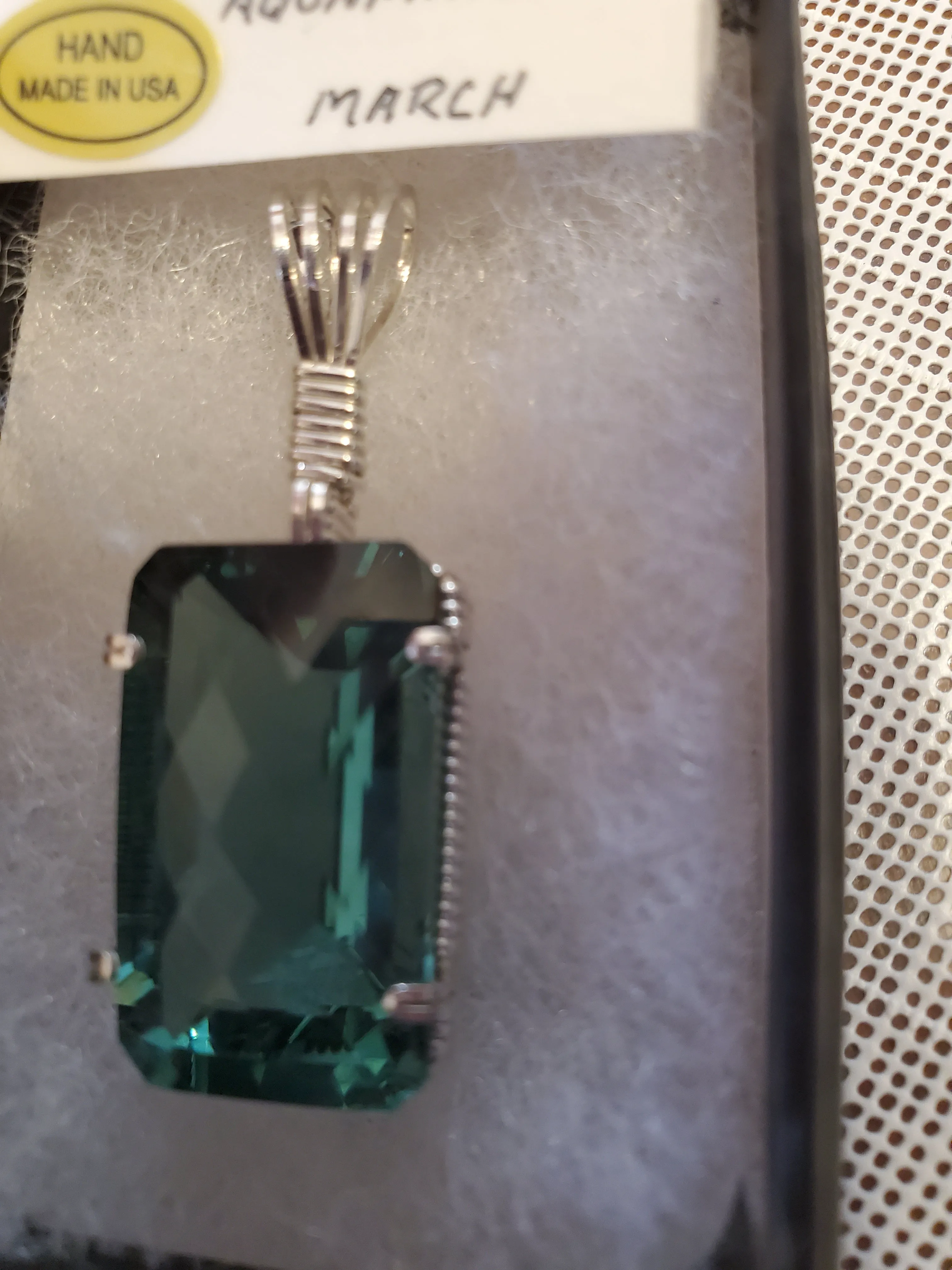 Custom Wire Wrapped Faceted Aquamarine Necklace/Pendant Sterling Silver