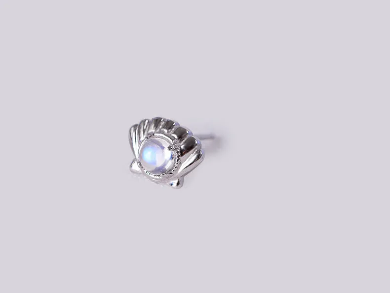 Cute Ocean Crab Shaped Silver Blue Moonstone Stud   Earrings June Birthstone Jewelry for Women
