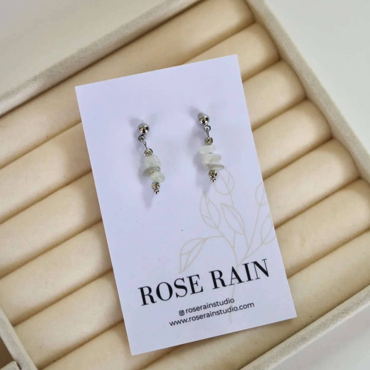 DAISY MOONSTONE STUD EARRINGS IN PLATINUM