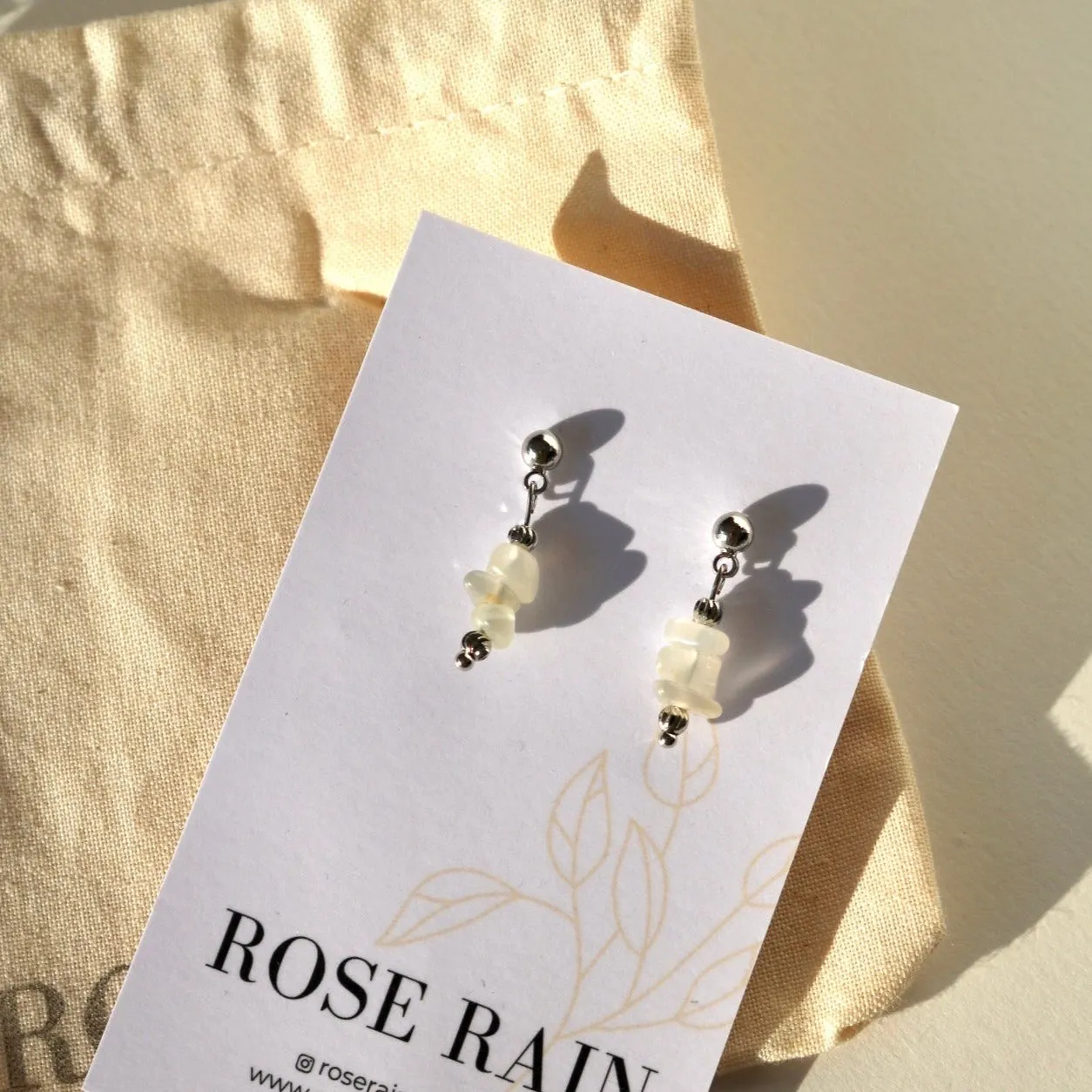 DAISY MOONSTONE STUD EARRINGS IN PLATINUM