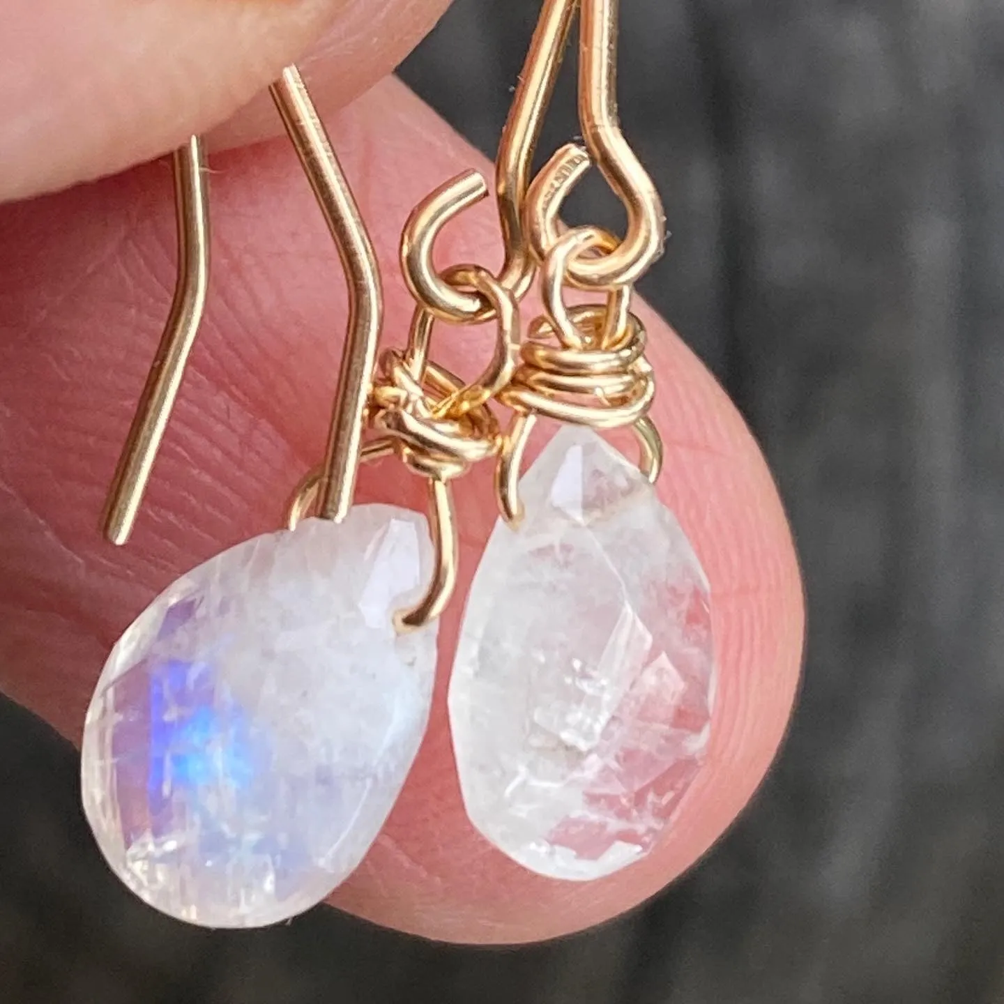 Delicate Moonstone Drop Earrings in Gold Filled or Sterling Silver