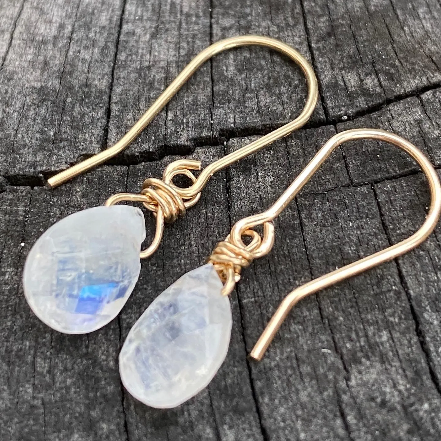 Delicate Moonstone Drop Earrings in Gold Filled or Sterling Silver