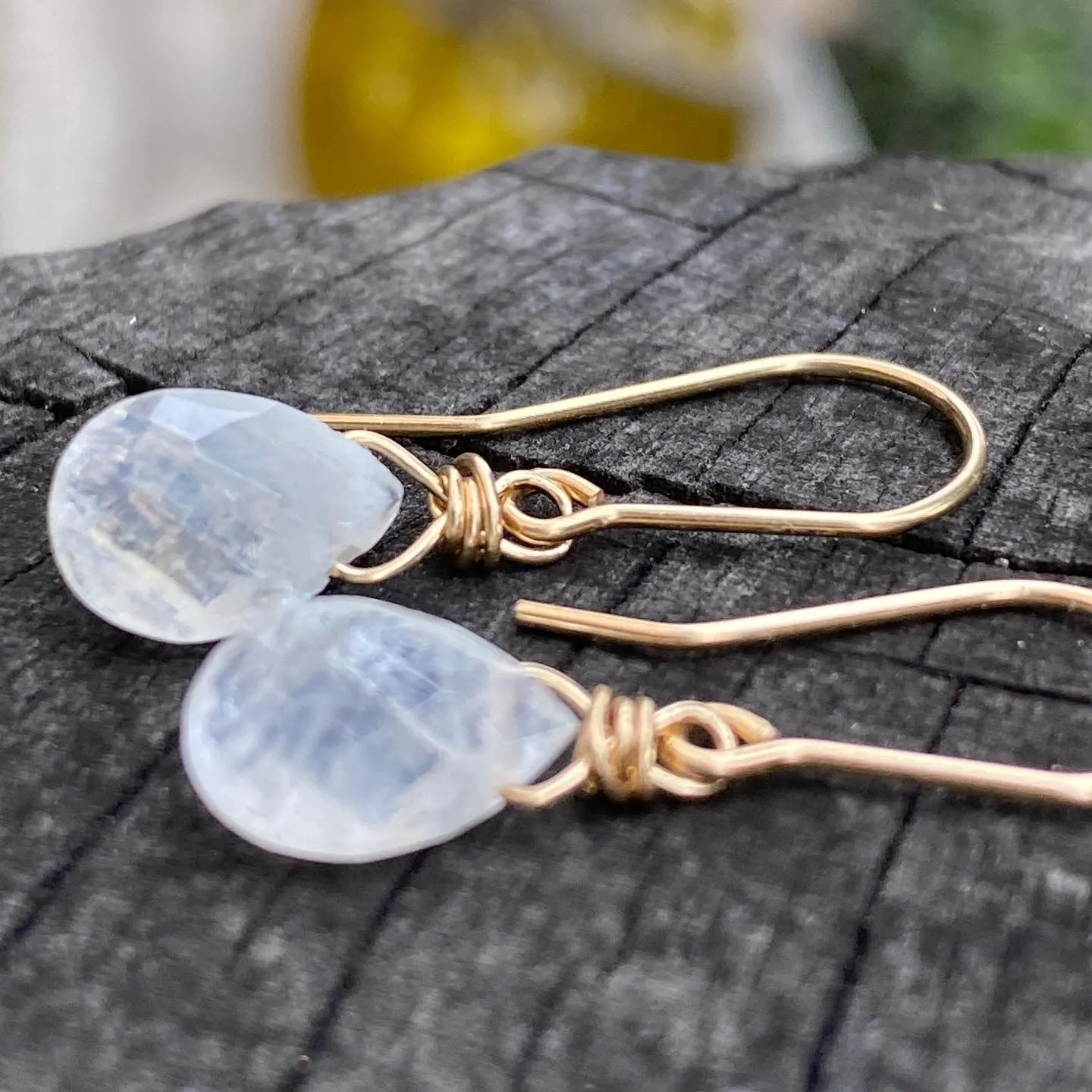 Delicate Moonstone Drop Earrings in Gold Filled or Sterling Silver