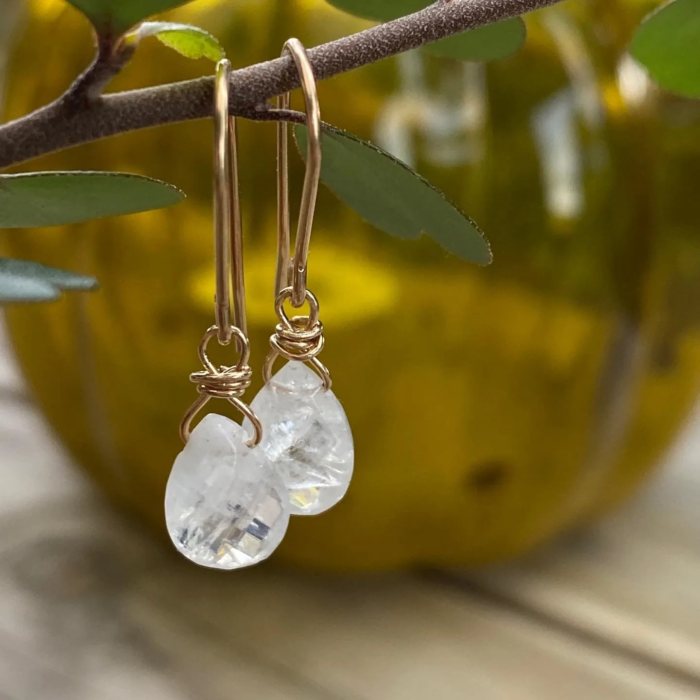 Delicate Moonstone Drop Earrings in Gold Filled or Sterling Silver